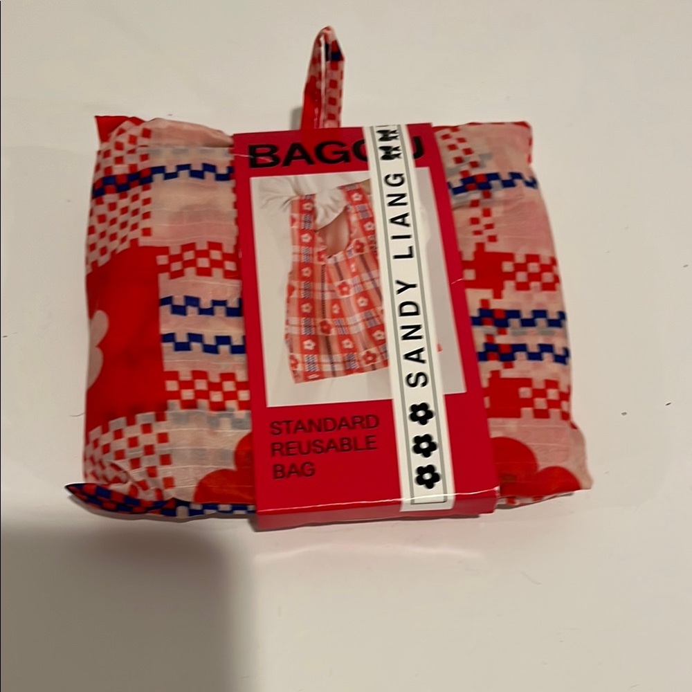 Sandy Liang Red and White Patchwork Tote